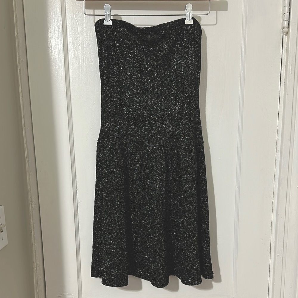 Free People sz small strapless black/sparkly sweater dress, like new!